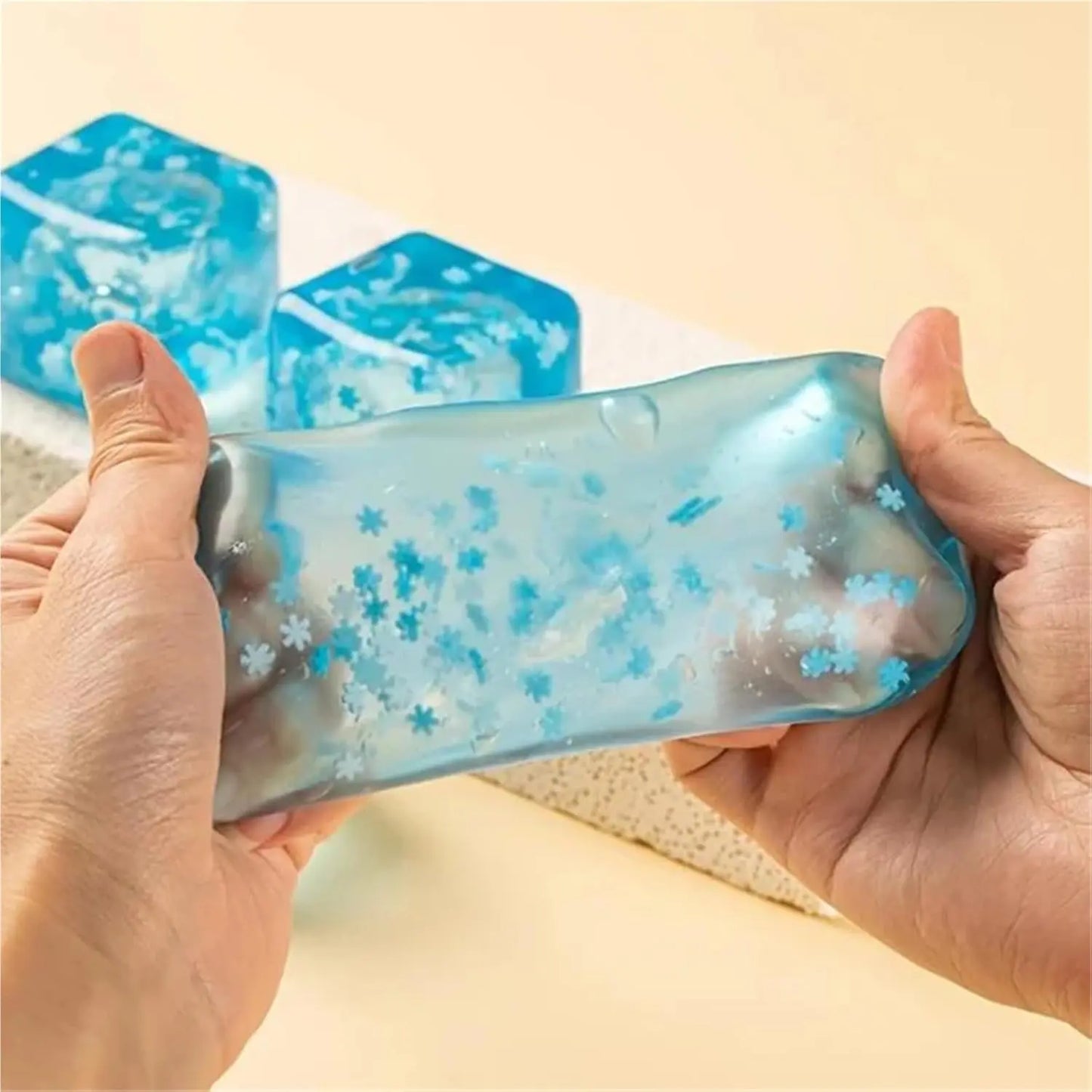 3Pcs Squishy Ice Cube Stress Balls - Snowflakes Design for Ultimate Stress Relief and Fidgeting Fun