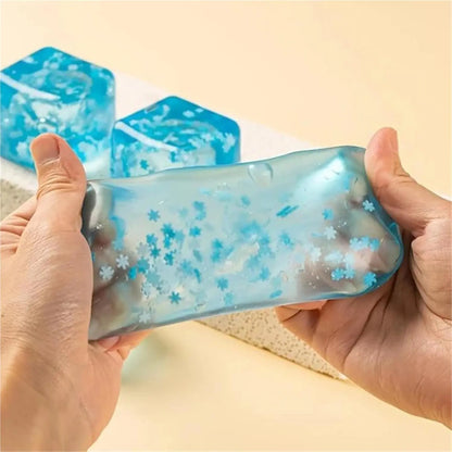 3Pcs Squishy Ice Cube Stress Balls - Snowflakes Design for Ultimate Stress Relief and Fidgeting Fun