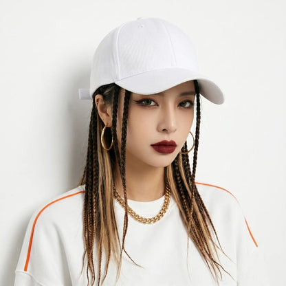 Unisex Hip-Hop Punk Wide-Brim Baseball Hat with Braided Dreadlock Wig, Adjustable Snapback, High-Temperature Fiber, 35.05Cm/44.96Cm Lengths, Black/Brown, Ideal for Motorcycle & Urban Fashion, Spring Autumn Sun Hat