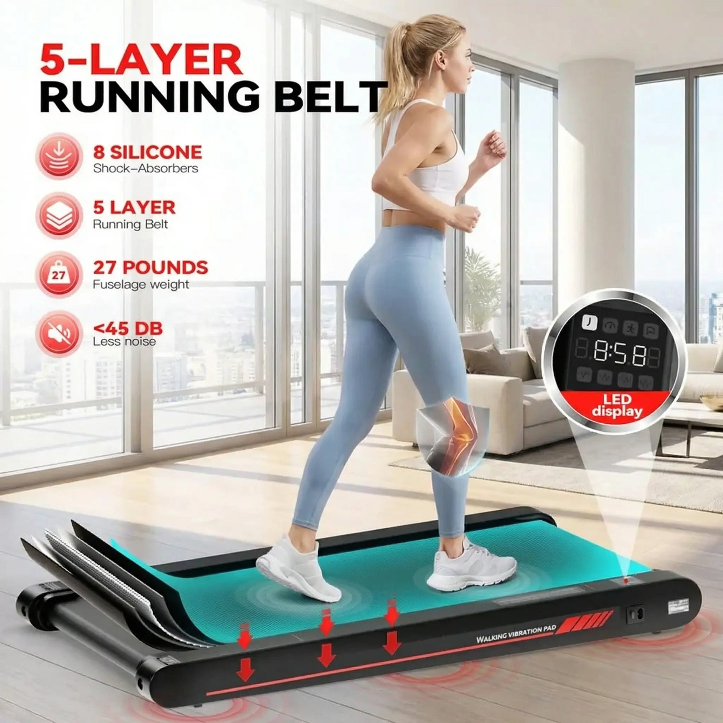 Walking Vibration Pad P1,Vibrating Plate, Remote Control & APP, Lightweight under Desk Treadmills for Home & Office,Servo Motor Technology, 3 in 1 Portable Walking Pad Treadmill, 22 Lbs Fitness Equipment #Summervibes