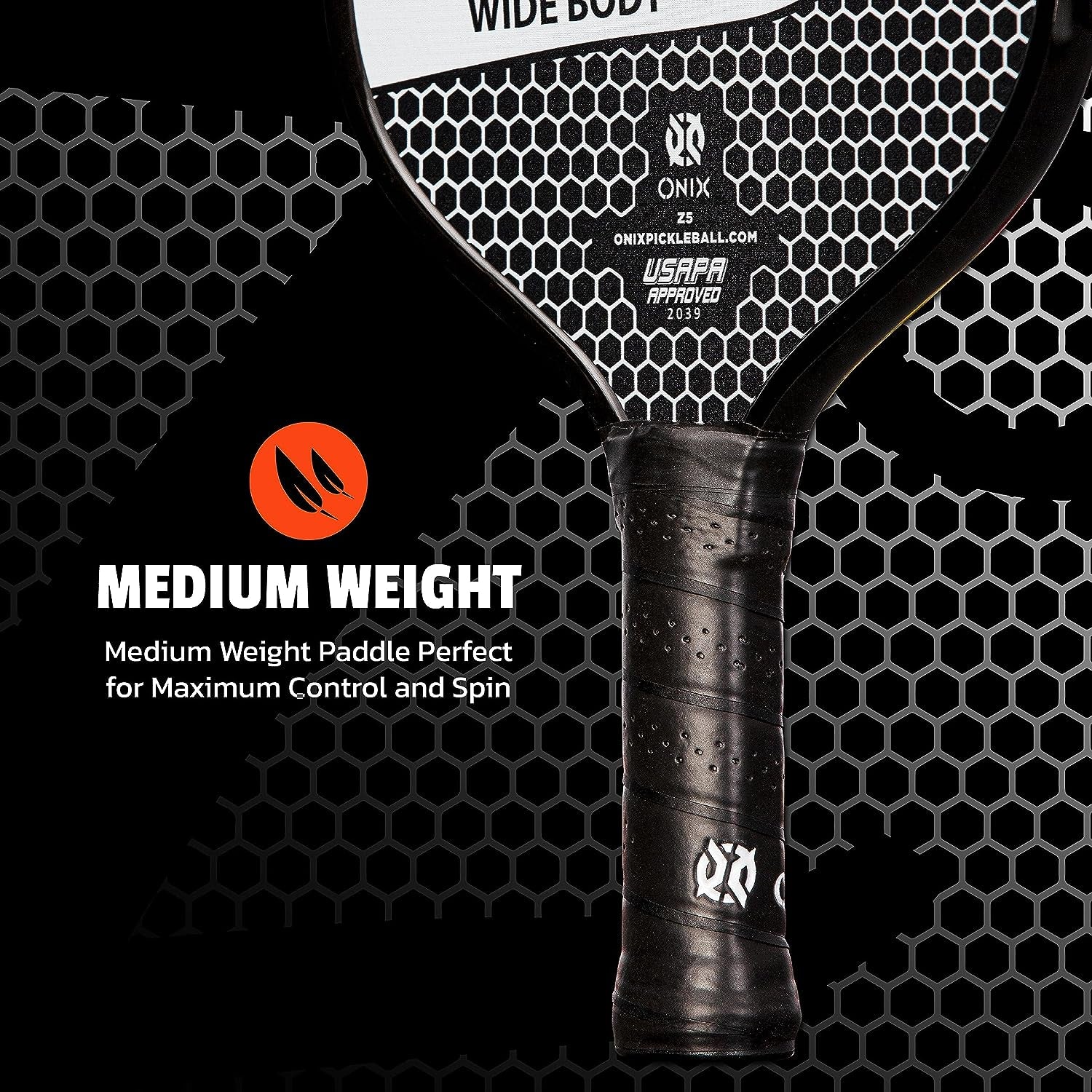 Graphite MOD Z5 Carbon Fiber Pickleball Paddle - Wide-Body Design, Honeycomb Core, Graphite Face, and Cushioned Grip
