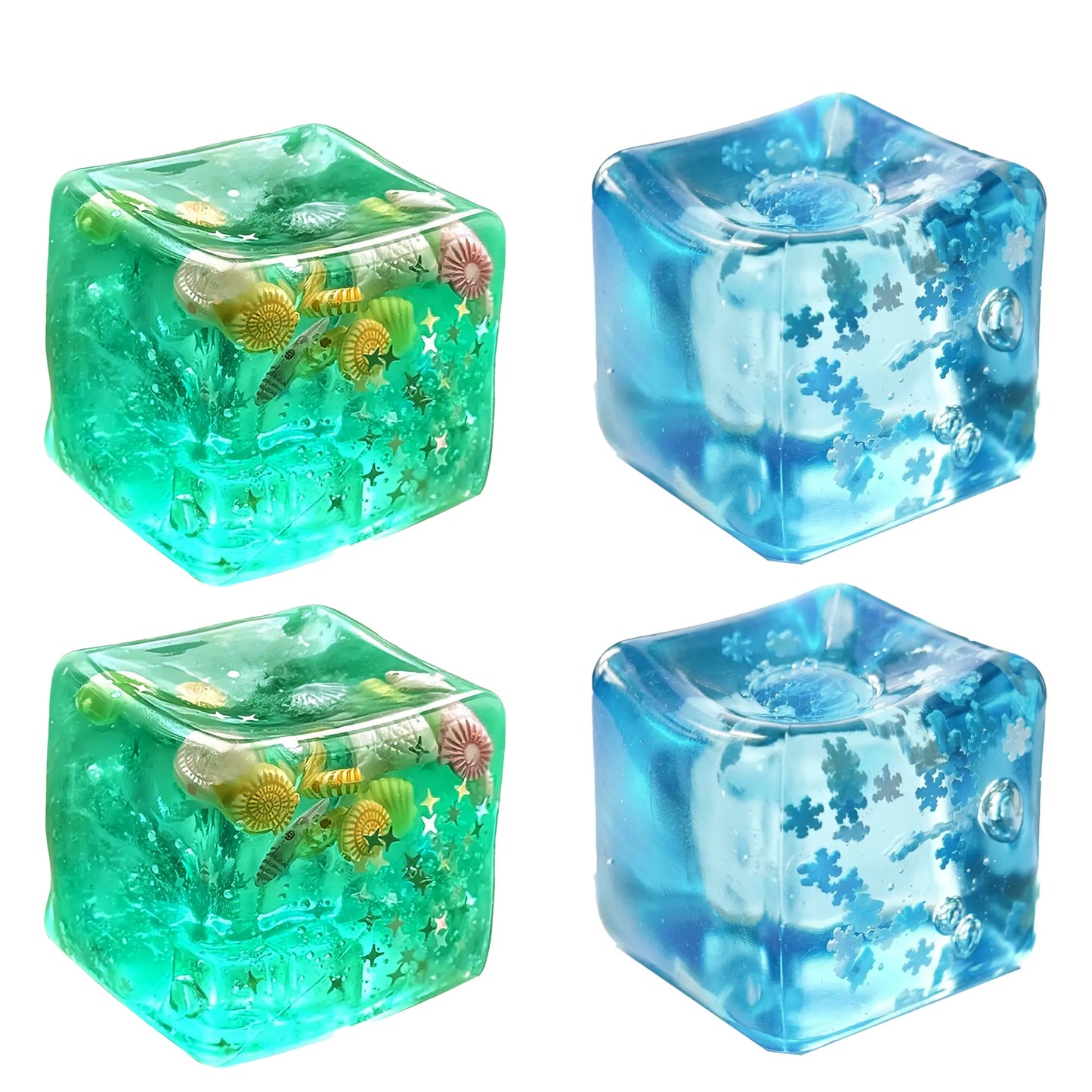 3Pcs Squishy Ice Cube Stress Balls - Snowflakes Design for Ultimate Stress Relief and Fidgeting Fun