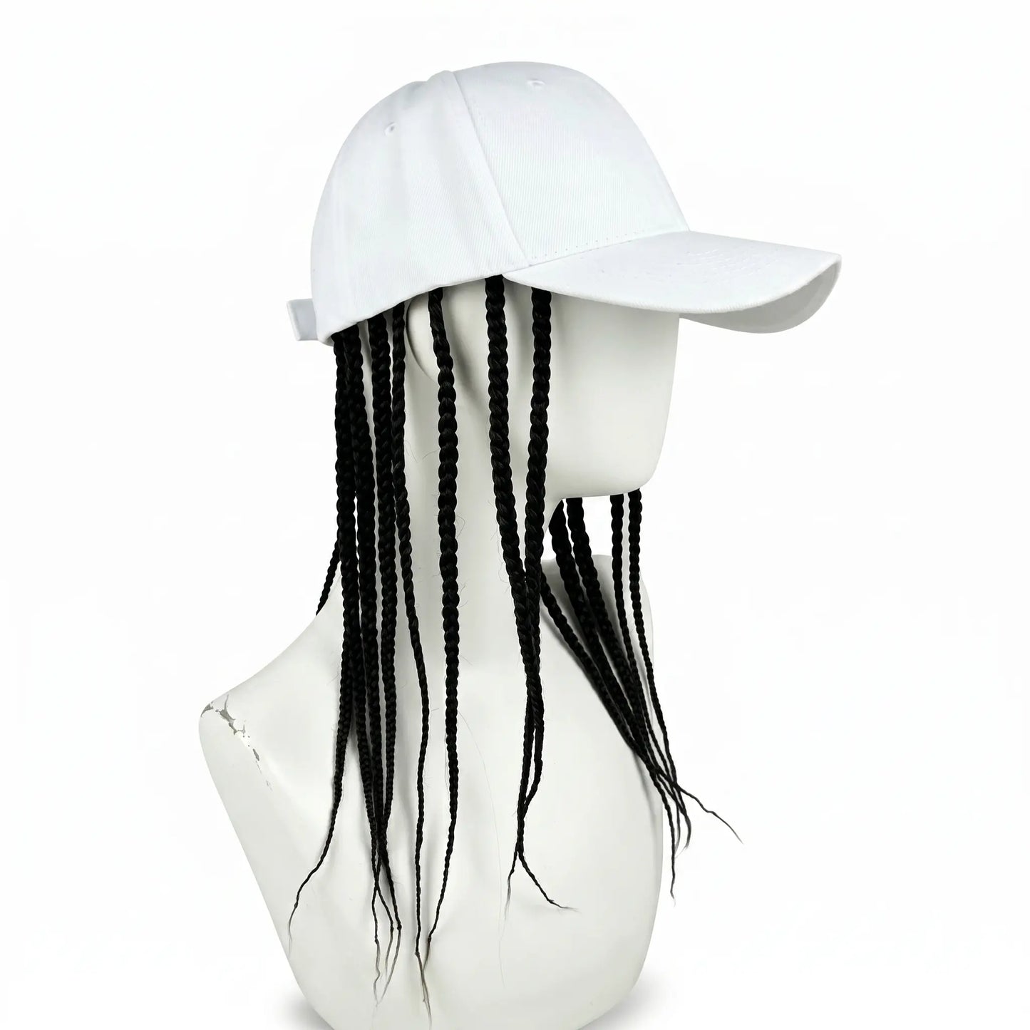 Unisex Hip-Hop Punk Wide-Brim Baseball Hat with Braided Dreadlock Wig, Adjustable Snapback, High-Temperature Fiber, 35.05Cm/44.96Cm Lengths, Black/Brown, Ideal for Motorcycle & Urban Fashion, Spring Autumn Sun Hat