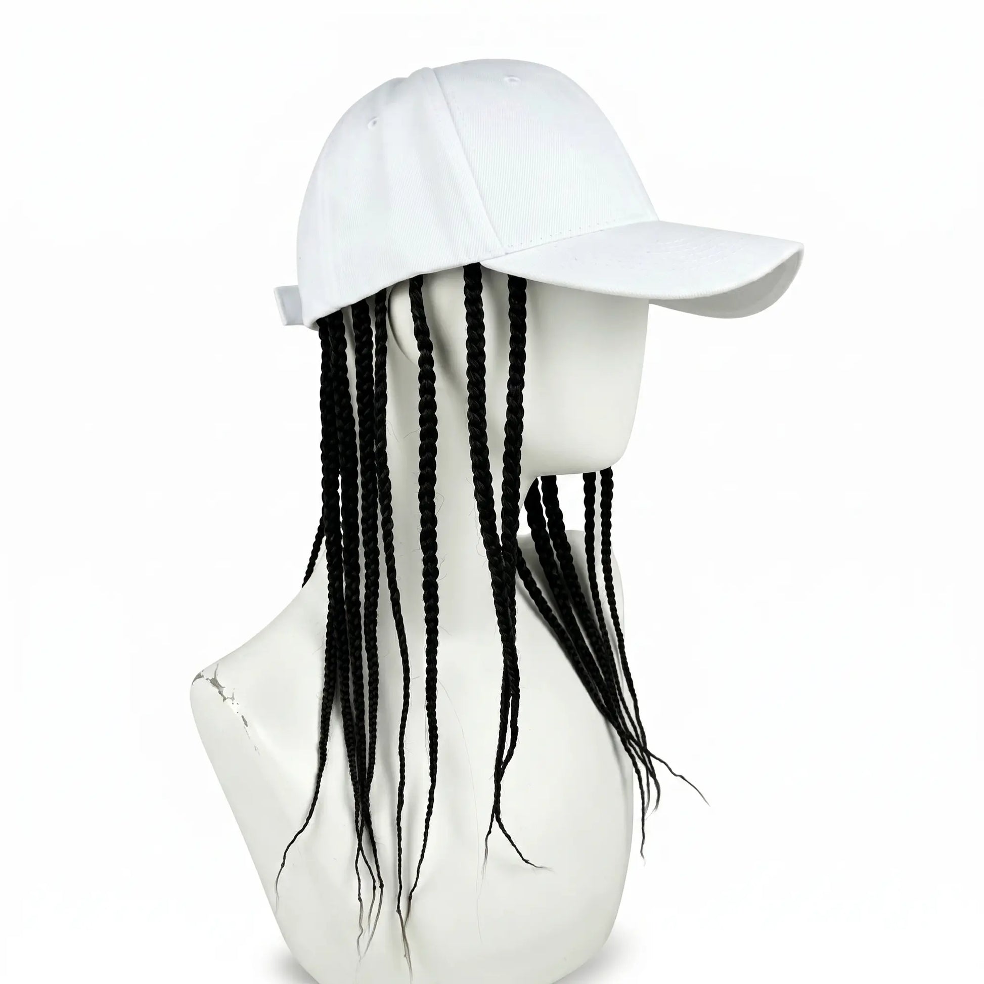 Unisex Hip-Hop Punk Wide-Brim Baseball Hat with Braided Dreadlock Wig, Adjustable Snapback, High-Temperature Fiber, 35.05Cm/44.96Cm Lengths, Black/Brown, Ideal for Motorcycle & Urban Fashion, Spring Autumn Sun Hat