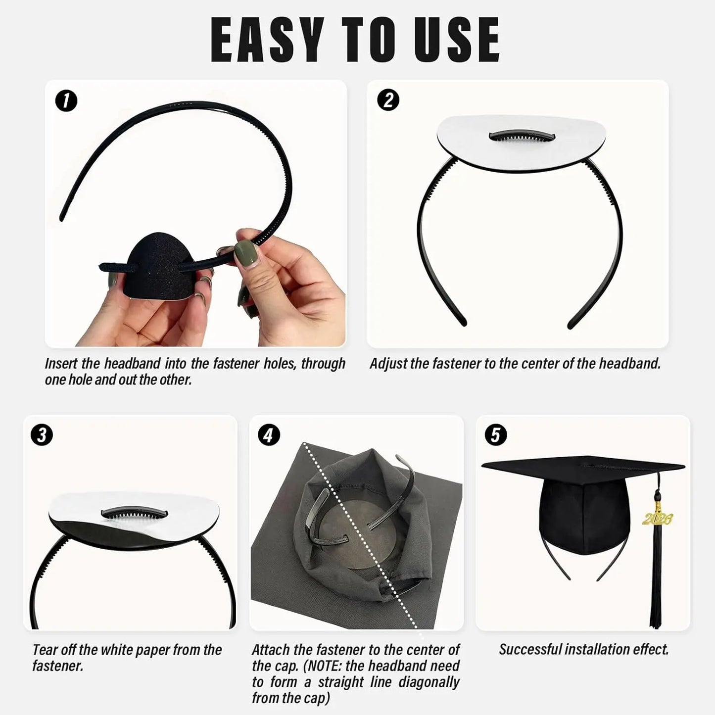 Graduation Cap Headband - Durable Anti-Fall Hair Accessory for Secure Cap Fit on Graduation Day