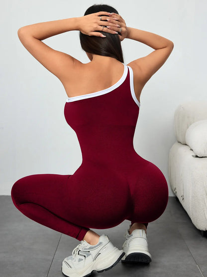Women'S Sporty Yoga Jumpsuit, Sportswear Jumpsuits, All-Season Casual Wear, Plain Pattern Design, Above-The-Ankle Bottoms, Lightweight 250G Fabric, Sporty Comfy Jumpsuit