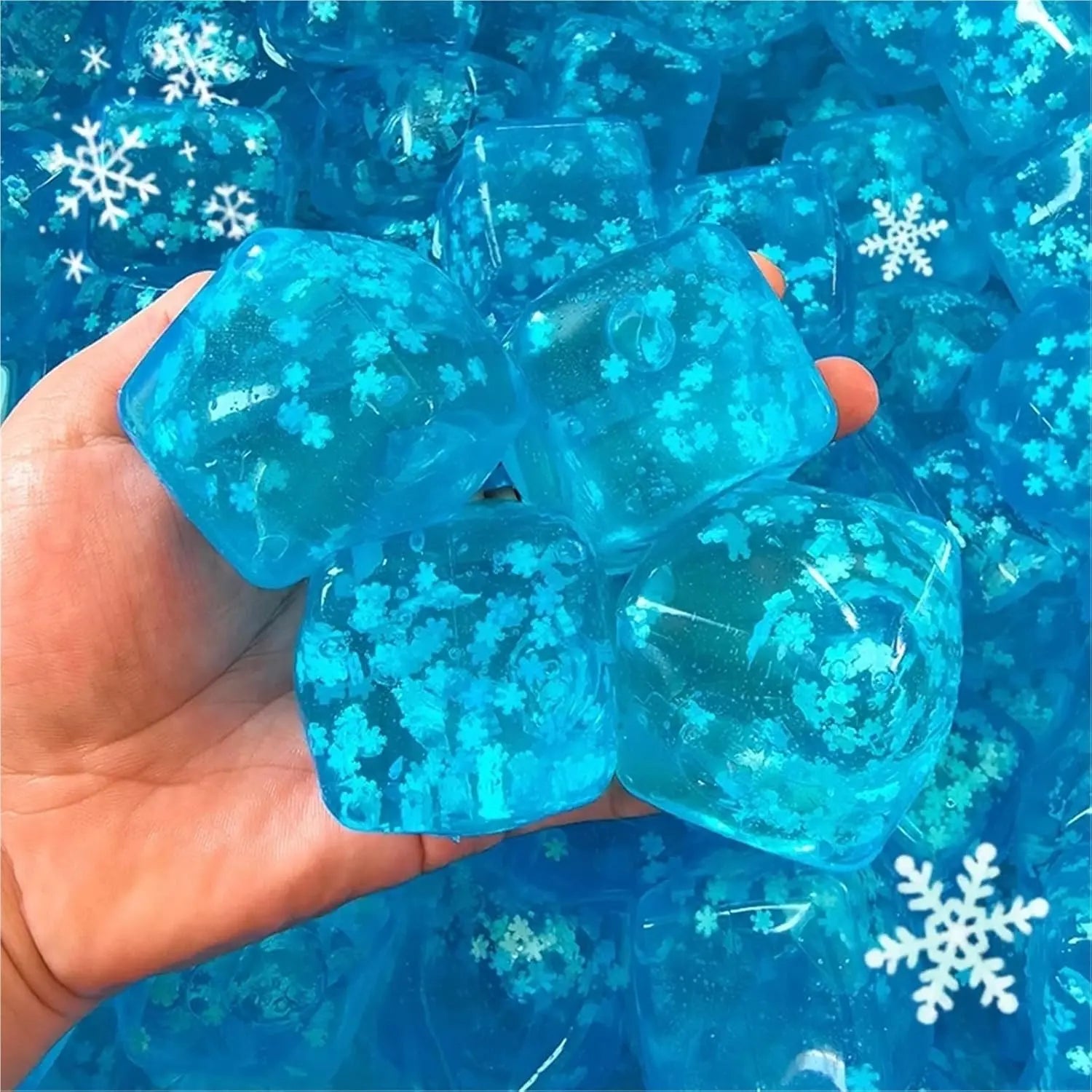 3Pcs Squishy Ice Cube Stress Balls - Snowflakes Design for Ultimate Stress Relief and Fidgeting Fun
