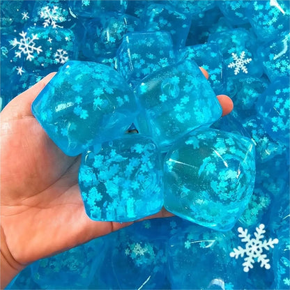 3Pcs Squishy Ice Cube Stress Balls - Snowflakes Design for Ultimate Stress Relief and Fidgeting Fun
