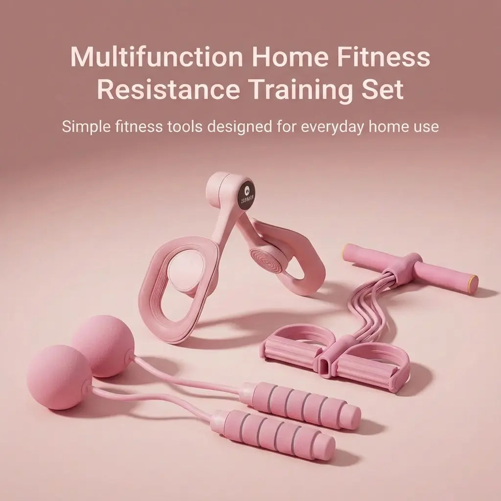 Professional Home Fitness Resistance Training Set with Resistance Trainer, Thigh Trainer, and Weighted Jump Rope
