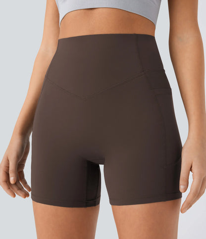 Halara Ultrasculpt High-Waisted Biker Shorts with Scrunch Butt Lifting and Tummy Control, Featuring Side Pockets, Available in 5" and 7" Lengths